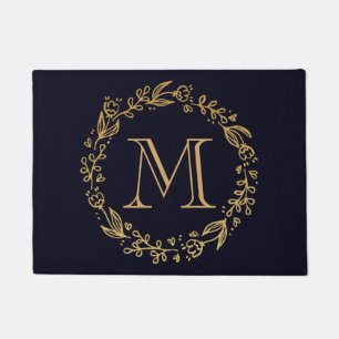 Goldenes Blumenmonogramm Fußmatte