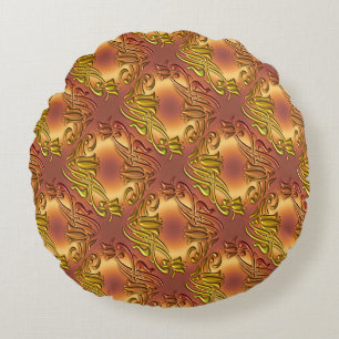 Goldenes Blumenmotiv Rundes Kissen