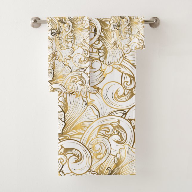 Goldenes Blumenmuster Badhandtuch Set (Insitu)