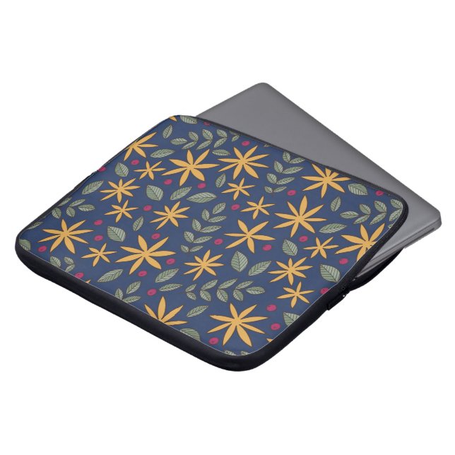 Goldenes Blumenmuster Botanisches Design Laptopschutzhülle (Vorne Oben)