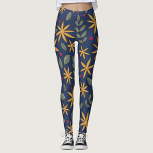 Goldenes Blumenmuster Botanisches Design Leggings