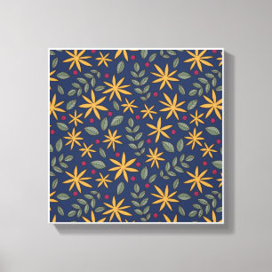 Goldenes Blumenmuster Botanisches Design Leinwanddruck