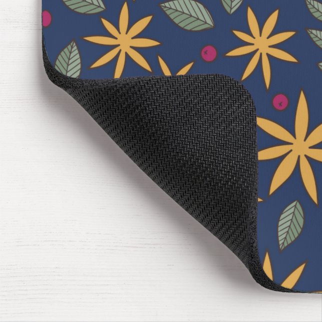 Goldenes Blumenmuster Botanisches Design Mousepad (Ecke)