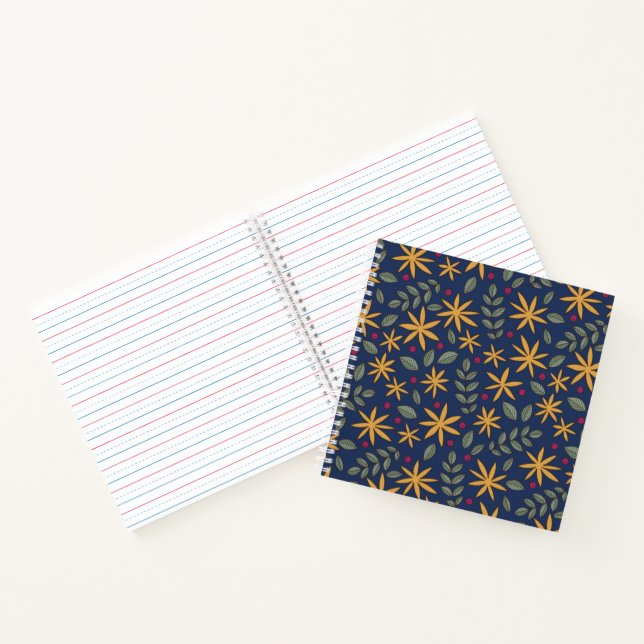 Goldenes Blumenmuster Botanisches Design Notizbuch (Innenseite)