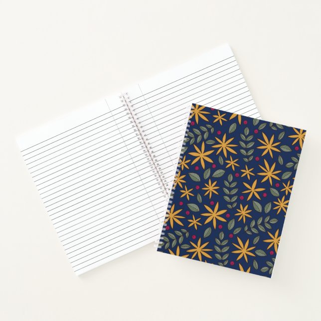 Goldenes Blumenmuster Botanisches Design Notizbuch (Innenseite)