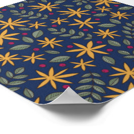 Goldenes Blumenmuster Botanisches Design Poster