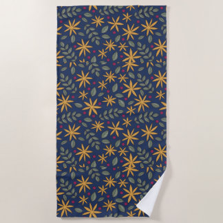Goldenes Blumenmuster Botanisches Design Strandtuch