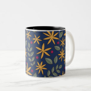 Goldenes Blumenmuster Botanisches Design Zweifarbige Tasse