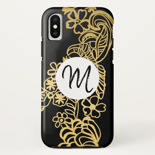 goldenes Blumenmuster Case-Mate iPhone Hülle (Rückseite)