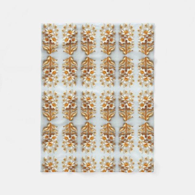 Goldenes Blumenmuster-Decke Fleecedecke (Vorderseite)