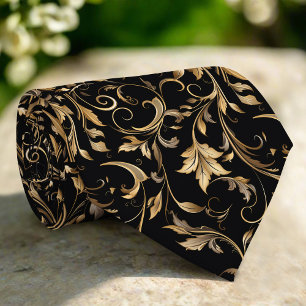 Goldenes Blumenmuster Elegant Luxus Modern Krawatte