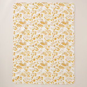 Goldenes Blumenmuster für Herbst Offweiße BG Sherpadecke