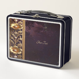 Goldenes Blumenornament-Lunchbox Metall Brotdose