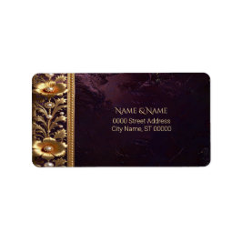 Goldenes Blumenornament mit Perlen-Adressetikett Adressaufkleber