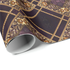Goldenes Blumenornament mit Perlen Geschenkpapier