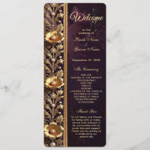 Goldenes Blumenornament mit Perlen Hochzeitsprogra