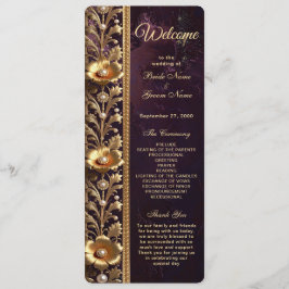 Goldenes Blumenornament mit Perlen Hochzeitsprogra Programm