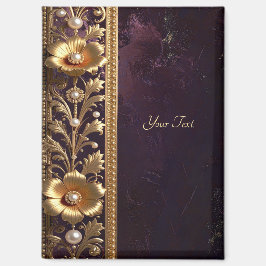 Goldenes Blumenornament mit Perlen Magnet