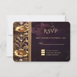 Goldenes Blumenornament mit Perlen RSVP-Karte RSVP Karte