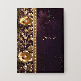 Goldenes Blumenornament mit Perlenknopf Button