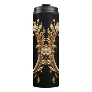Goldenes Blumenornament Thermosbecher