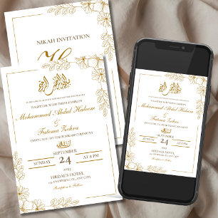 Goldenes Blumenrahmen Elegantes Weißes Papier Mode Einladung