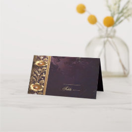 Goldenes Blumenschmuck Namensschild mit Perlen Platzkarte