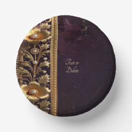 Goldenes Blumenschmuck-Ornament mit Perlen-Papier- Pappteller