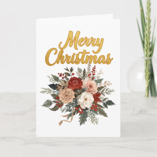 Goldenes Blumiges Frohe Weihnachten Bouquet