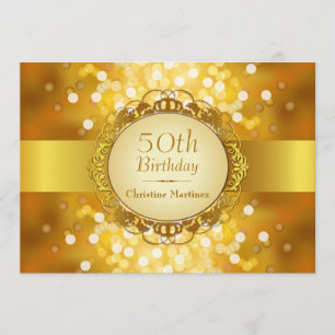 Goldenes Bokeh 50. Geburtstags-Party Einladung