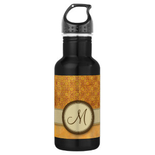 Goldenes Brandmuster mit Monogramm Edelstahlflasche