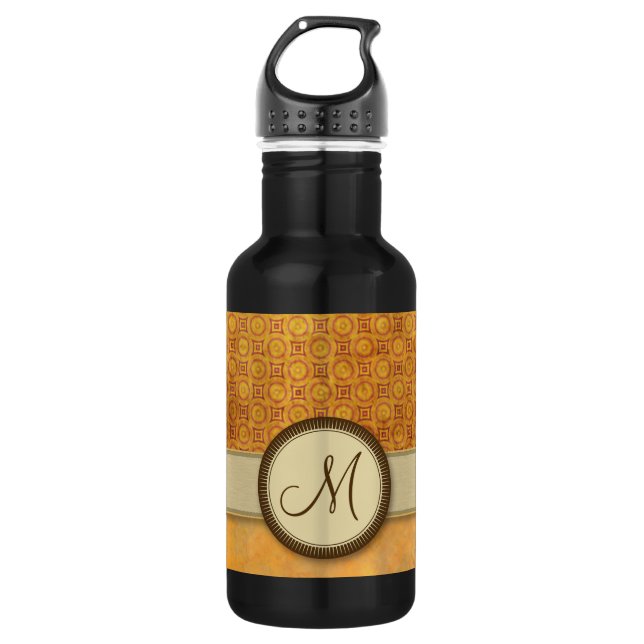 Goldenes Brandmuster mit Monogramm Edelstahlflasche (Vorderseite)