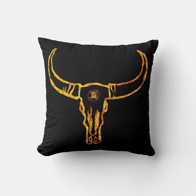 Goldenes Bull-Schädelspieß Kissen (Vorderseite)
