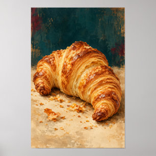 Goldenes Buttercroissant – Rustikale französische  Poster