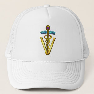 GOLDENES CADUCEUS-TIERARZT-SYMBOL TRUCKERKAPPE