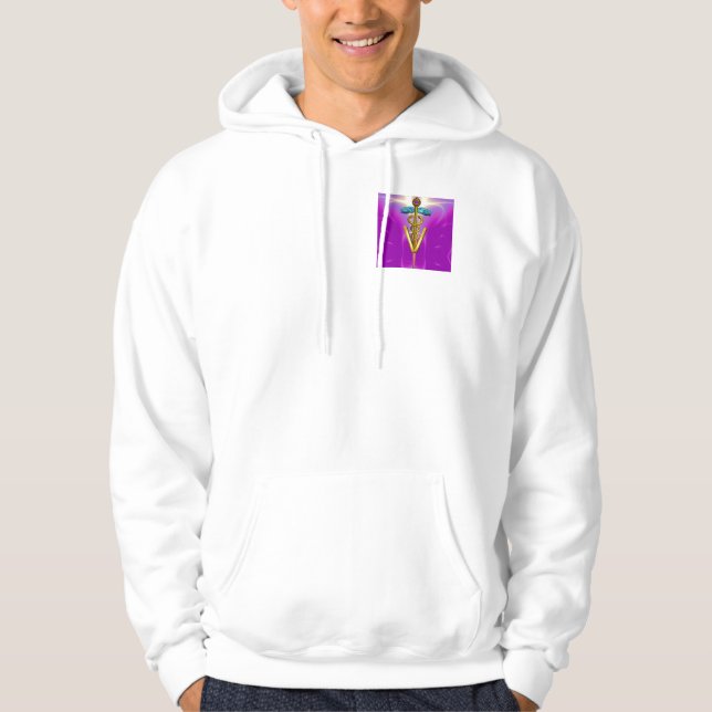 GOLDENES CADUCEUS VETERINÄRSYMBOL, Pink Fuchsia Hoodie (Vorderseite)