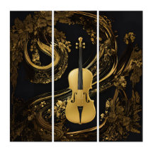 Goldenes Cello auf schwarz