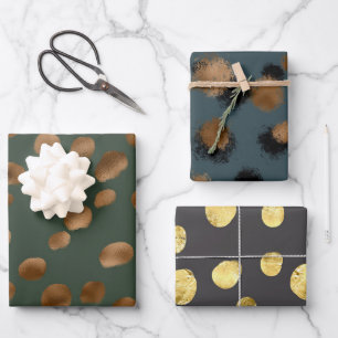 Goldenes Cheetah-Hautmuster-Verpackungspapier-Blät Geschenkpapier Set