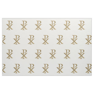 Goldenes Chirho-Symbol-Gewebe Stoff