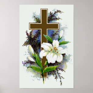 Goldenes christliches Kreuz Poster