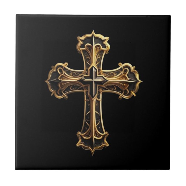 Goldenes Christus-Kreuz 2 Fliese (Vorderseite)