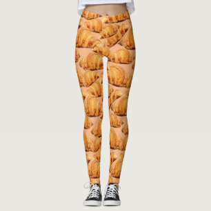 Goldenes Croissant, Bäckerei nahtlos Muster. Leggings
