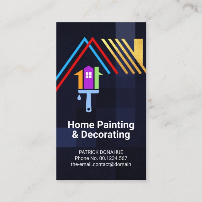 Goldenes Dach auf Blue Karos Zuhause Painter Decor Visitenkarte (Vorderseite)