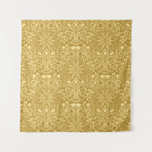 Goldenes Damast Barock Blumenmuster Wandteppich