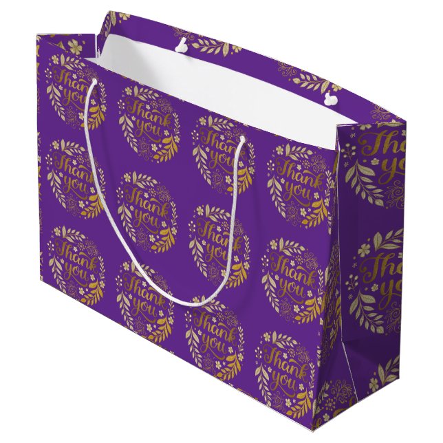 Goldenes Dankeschön Große Geschenktüte (Rückseite Schrägansicht)