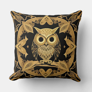 Goldenes dekoratives Eulen-Mandala-Design Kissen