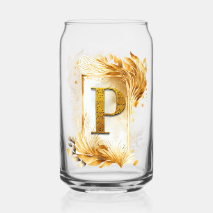 Goldenes Dekoratives Monogramm P Dosenglas