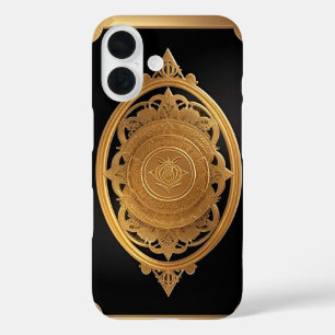 Goldenes dekoratives Muster mit aufwendiger Rose iPhone 16 Hülle