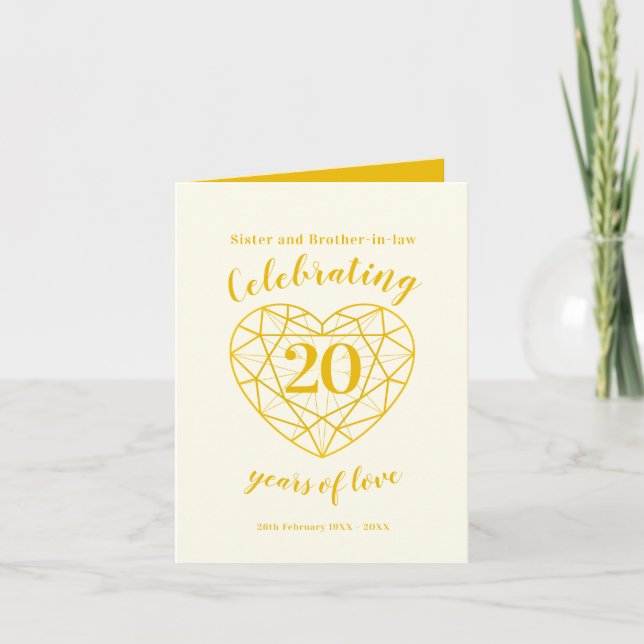 Goldenes Diamantenhochzeit 20 Jahre Karte (Vorderseite)