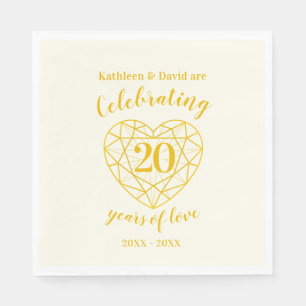 Goldenes Diamantenjubiläum 20 Jahre Liebe Serviett Serviette
